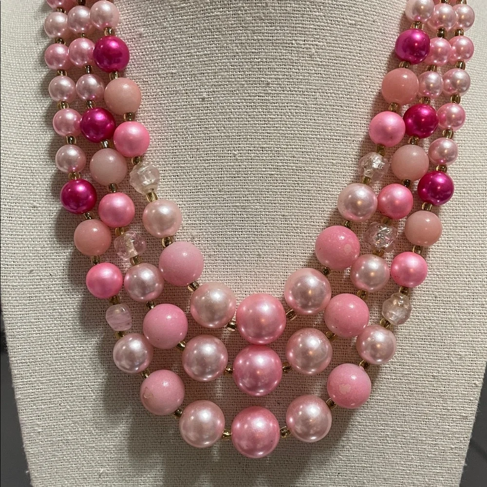 Pink Multi-Strand Beaded Necklace